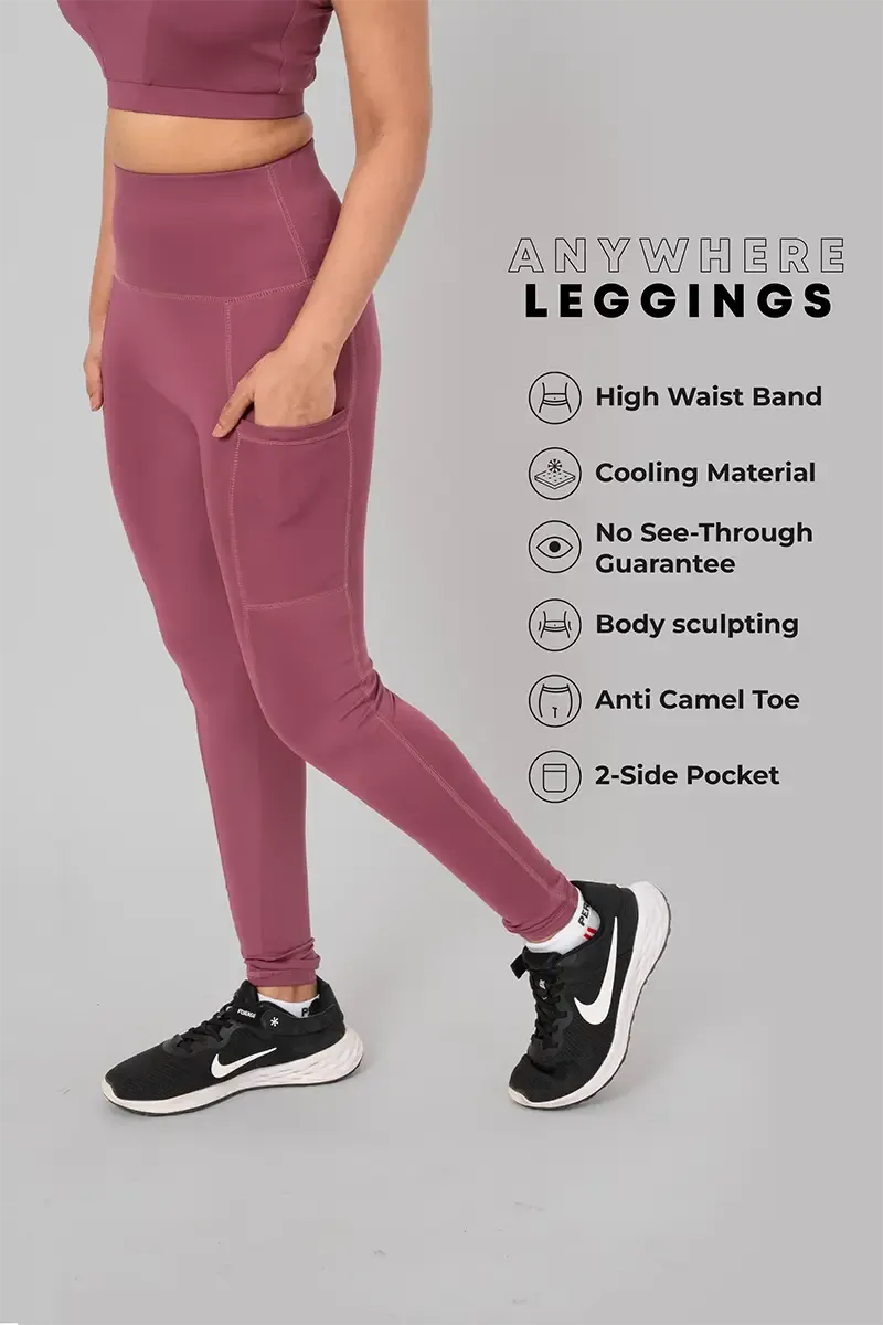 Anywhere Women's Leggings with Side Pockets - Orchid