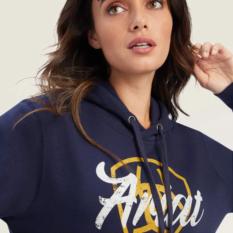 Ariat Women's REAL Shield Logo Hoodie, Navy Eclipse