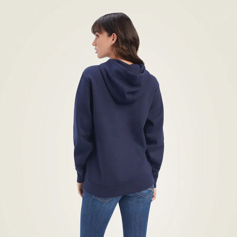 Ariat Women's REAL Shield Logo Hoodie, Navy Eclipse