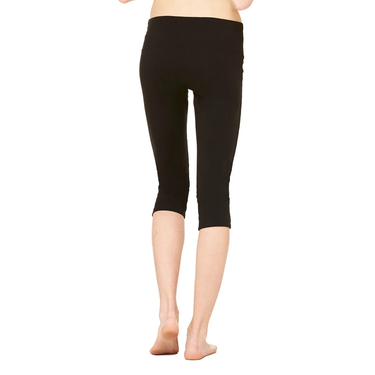 Bella   Canvas Women's Black Cotton/Spandex Capri Fit Legging