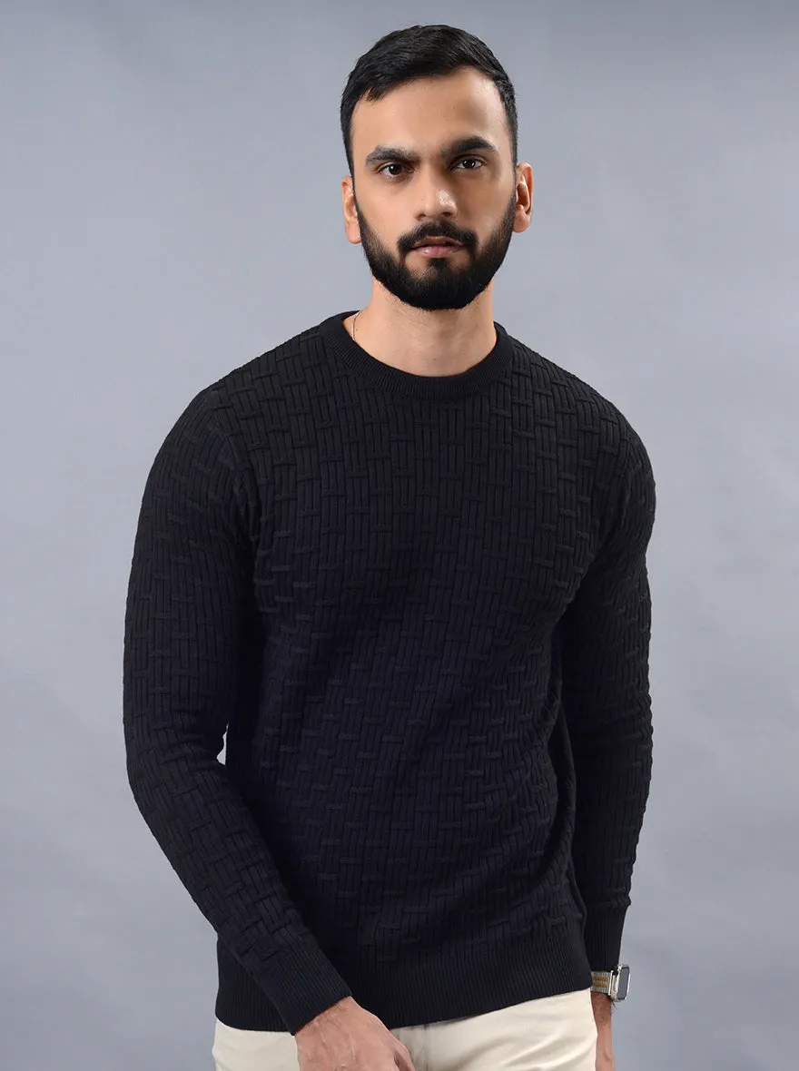 Black Solid Slim Fit Winter T-Shirt | JadeBlue