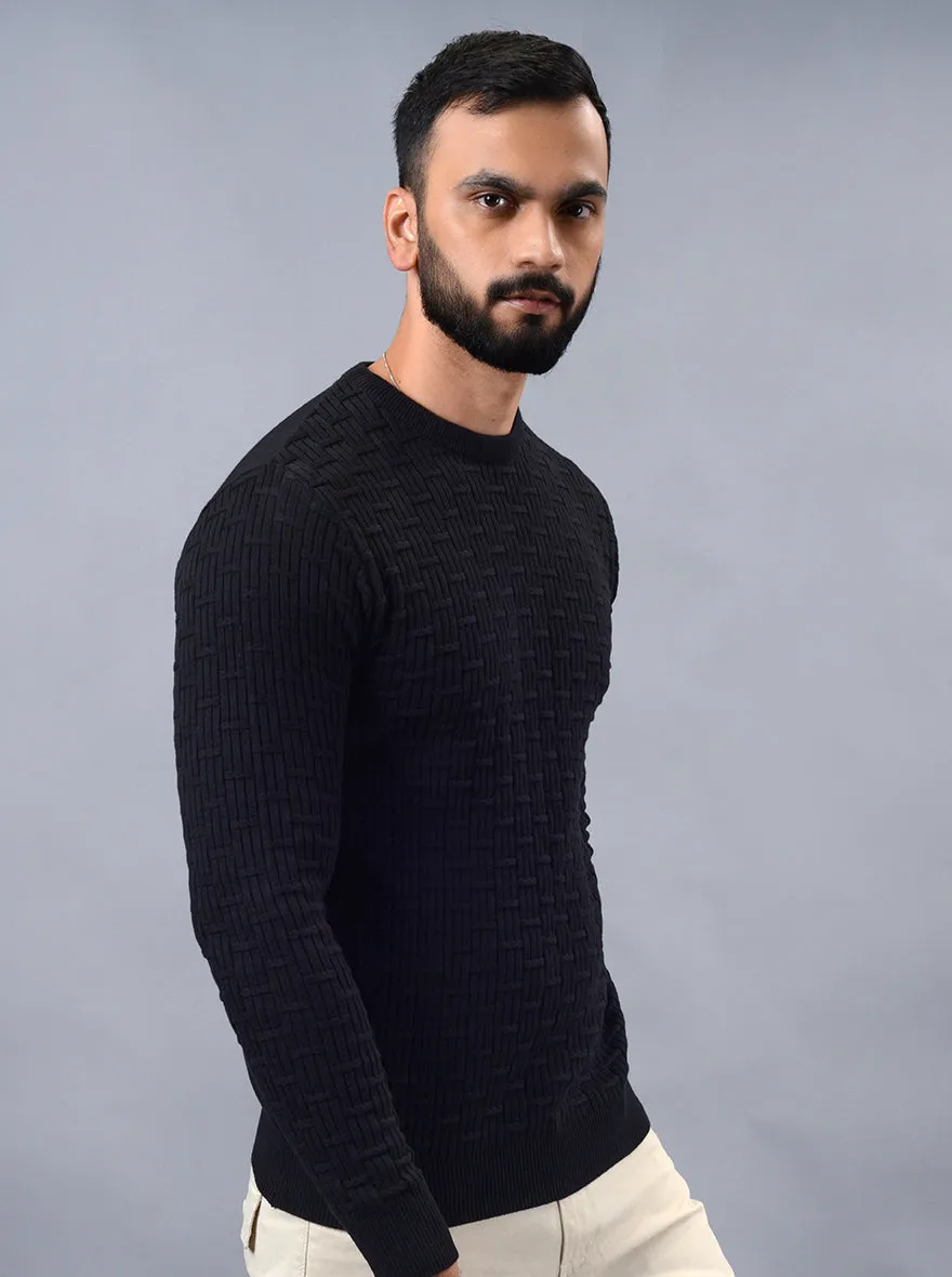Black Solid Slim Fit Winter T-Shirt | JadeBlue