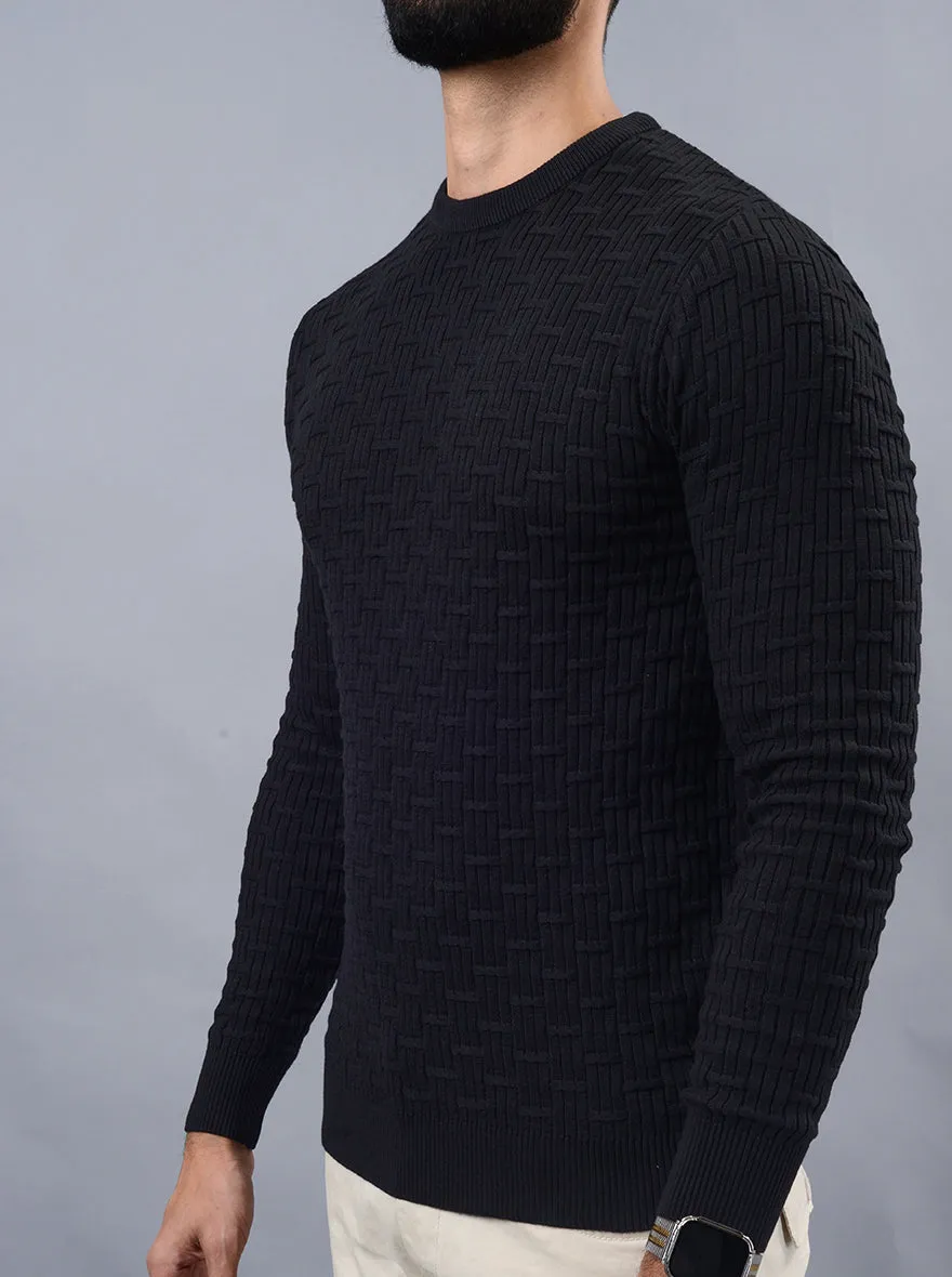 Black Solid Slim Fit Winter T-Shirt | JadeBlue