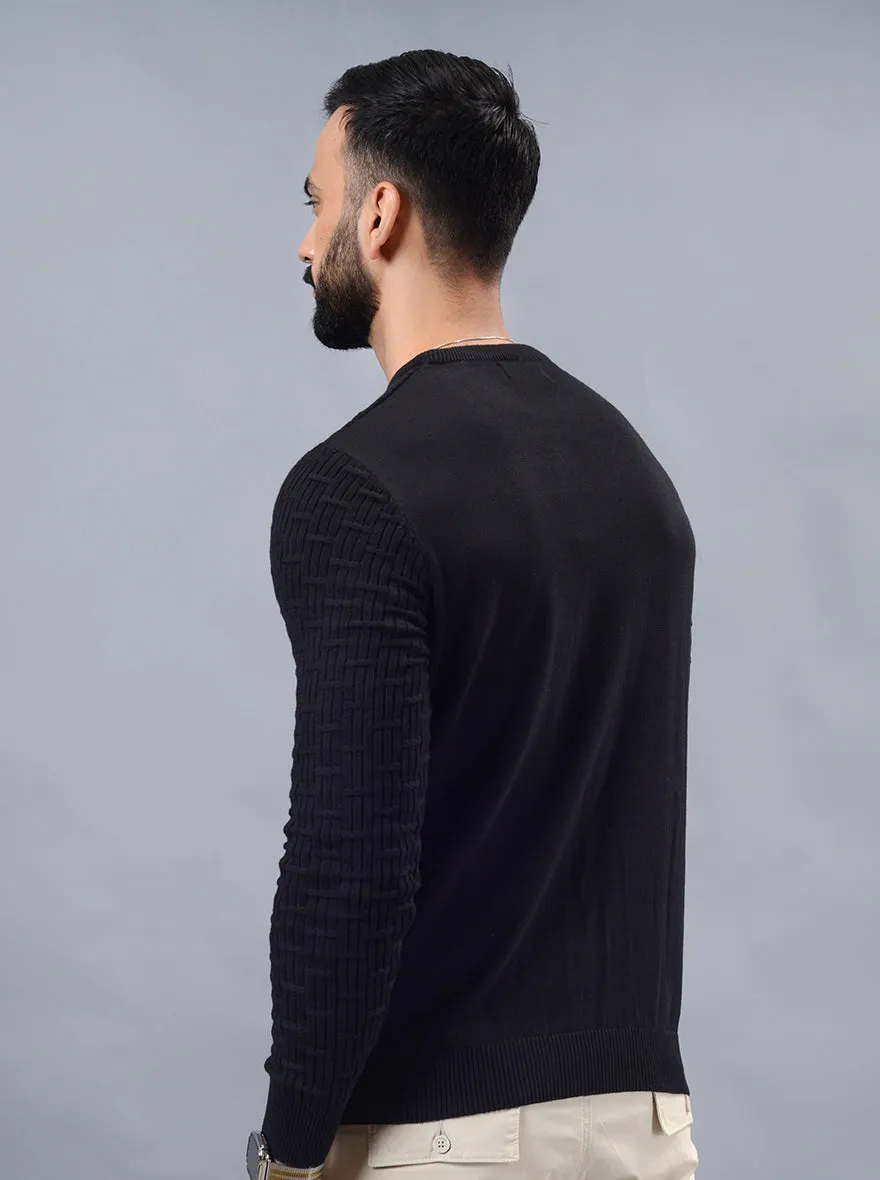 Black Solid Slim Fit Winter T-Shirt | JadeBlue