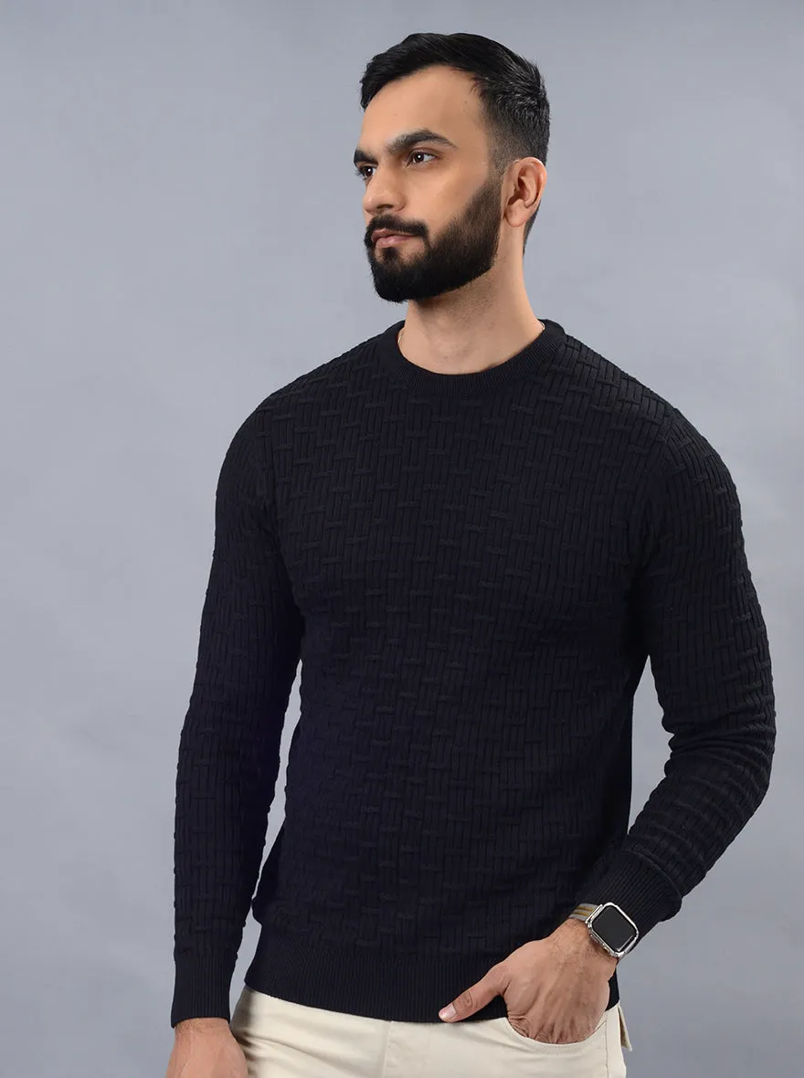 Black Solid Slim Fit Winter T-Shirt | JadeBlue
