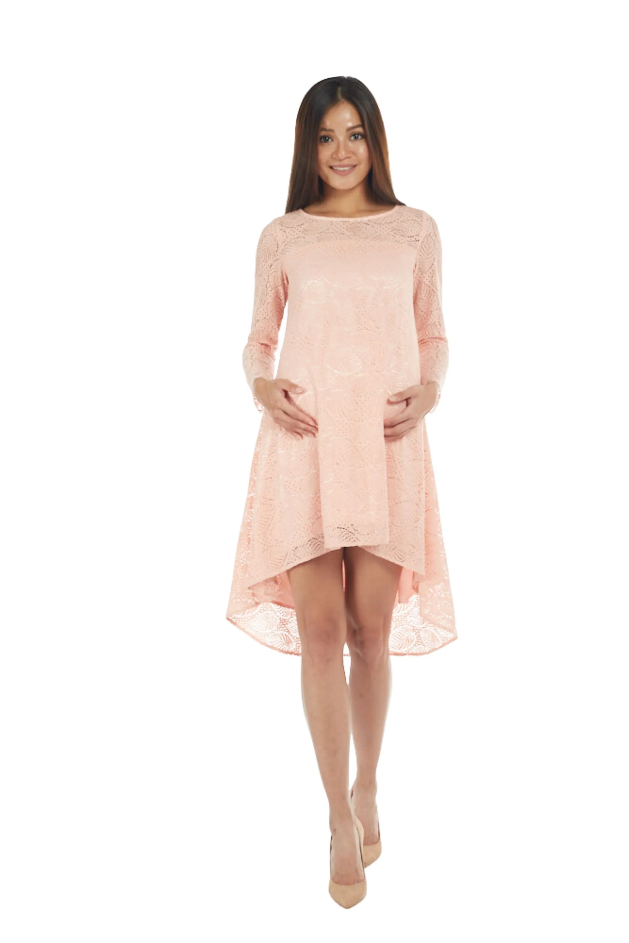 Bohn Fabulous Maternity Lace Long Sleeve Dress S - XL