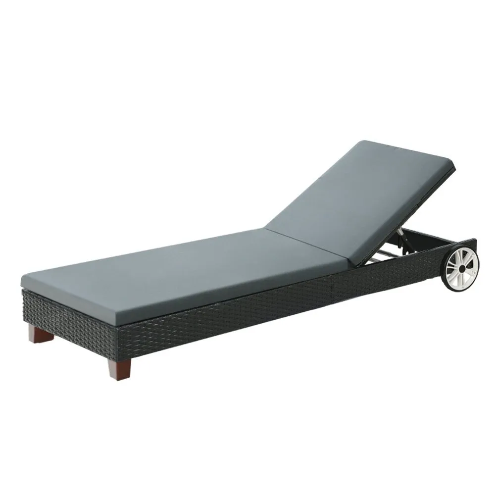 Cassidy Wicker Sun Lounge with Cushion Black