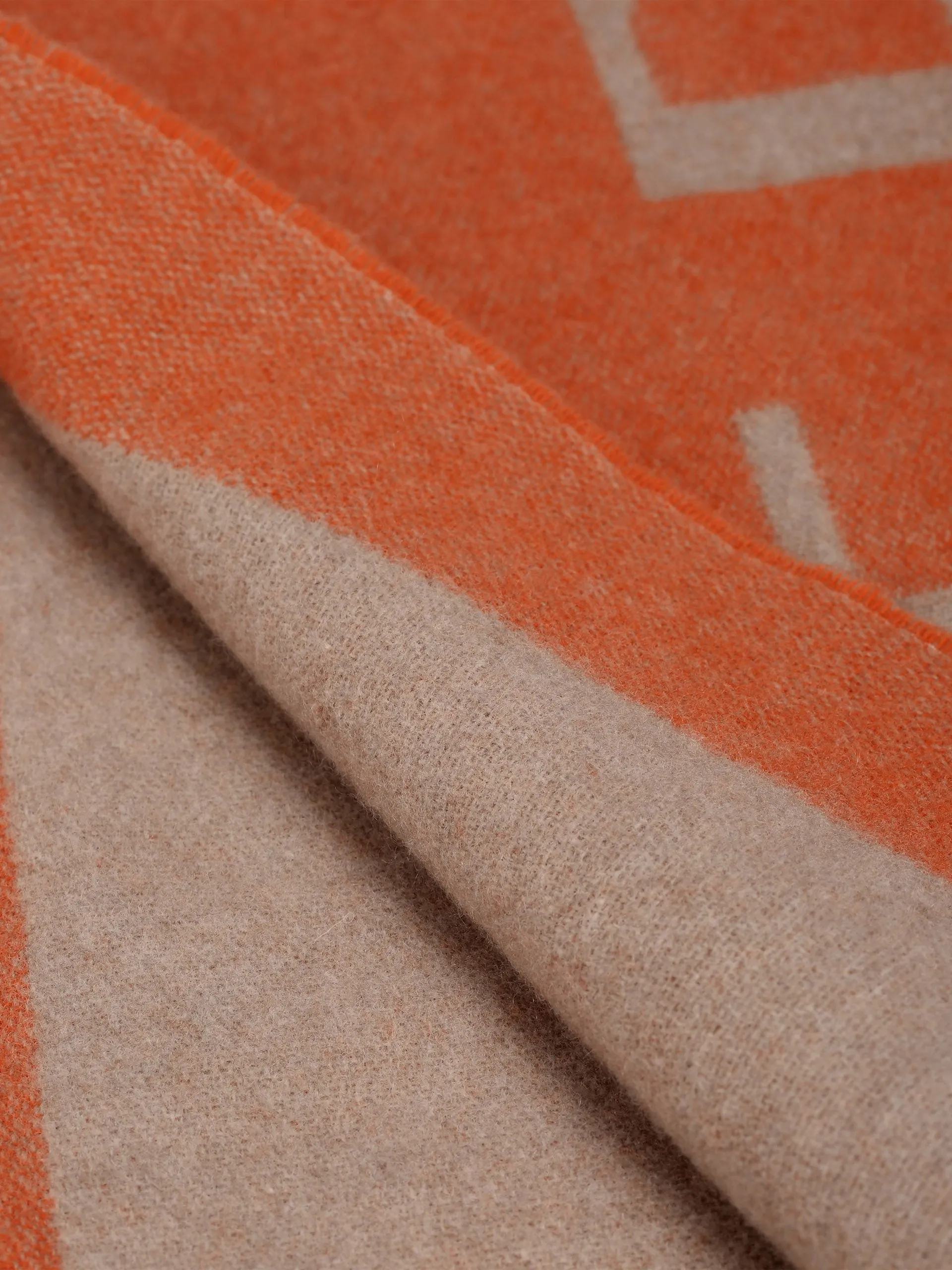 Cinnamon orange and desert wool/cashmere logo scarf