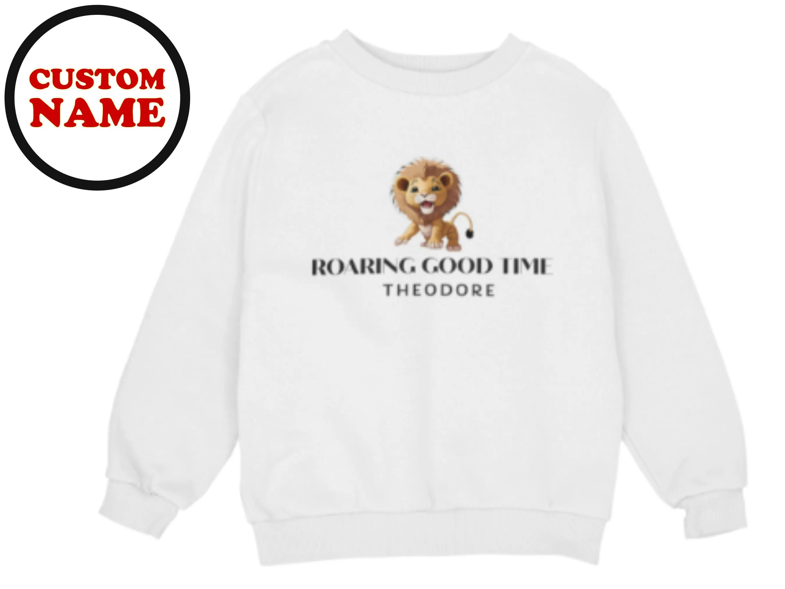 Customize Boy Name Winter Sweatshirt with Roaring Good Time Text, for Christmas Gift