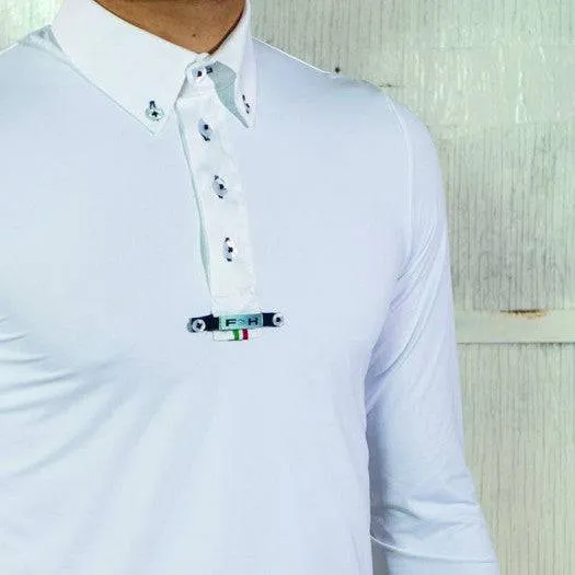ForHorses Giove Men's Long Sleeve Show Shirt White Honeycomb