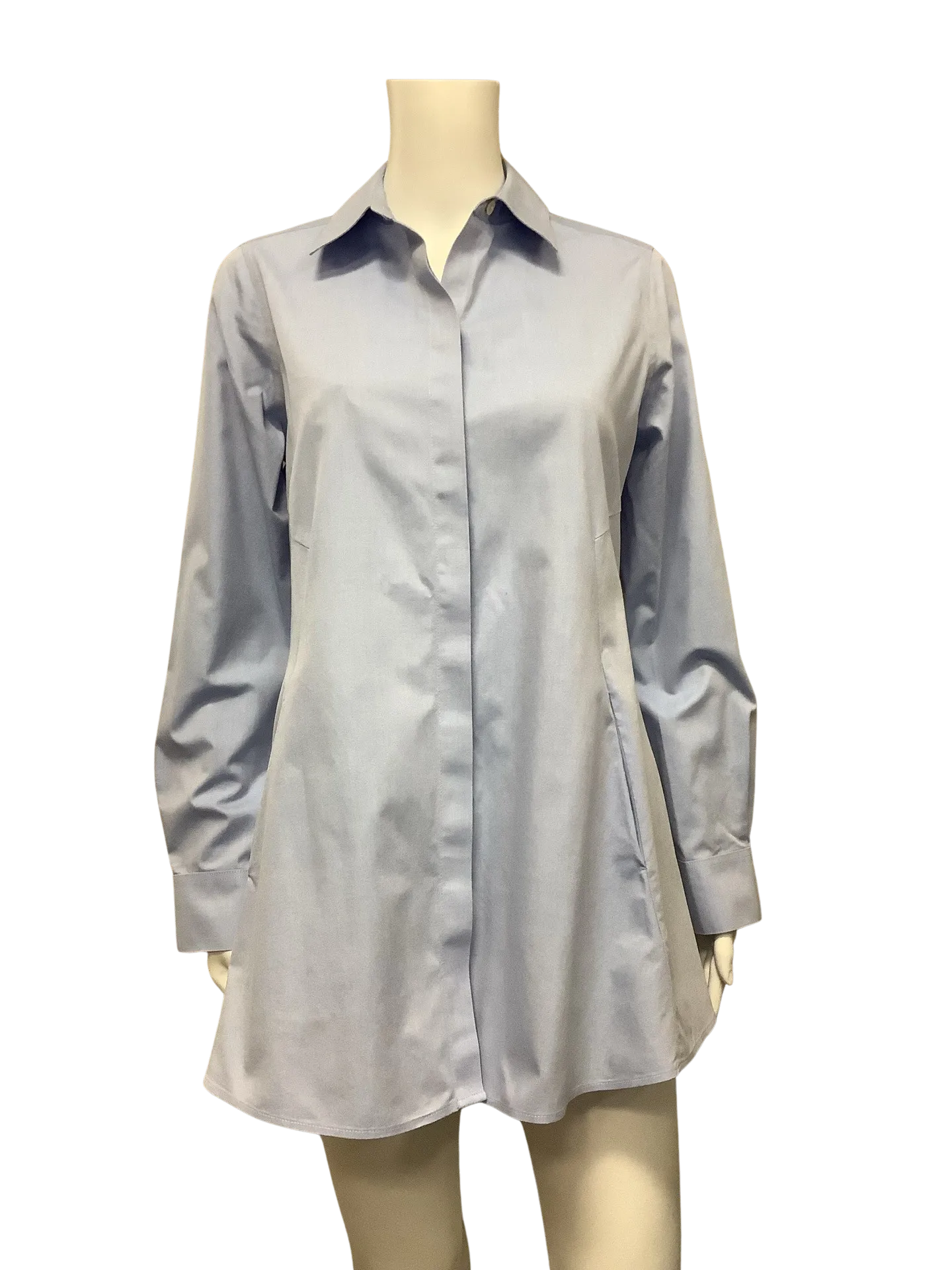 Foxcroft Women's Tunic Shirt Blue Long Sleeves With Pockets Size: 4