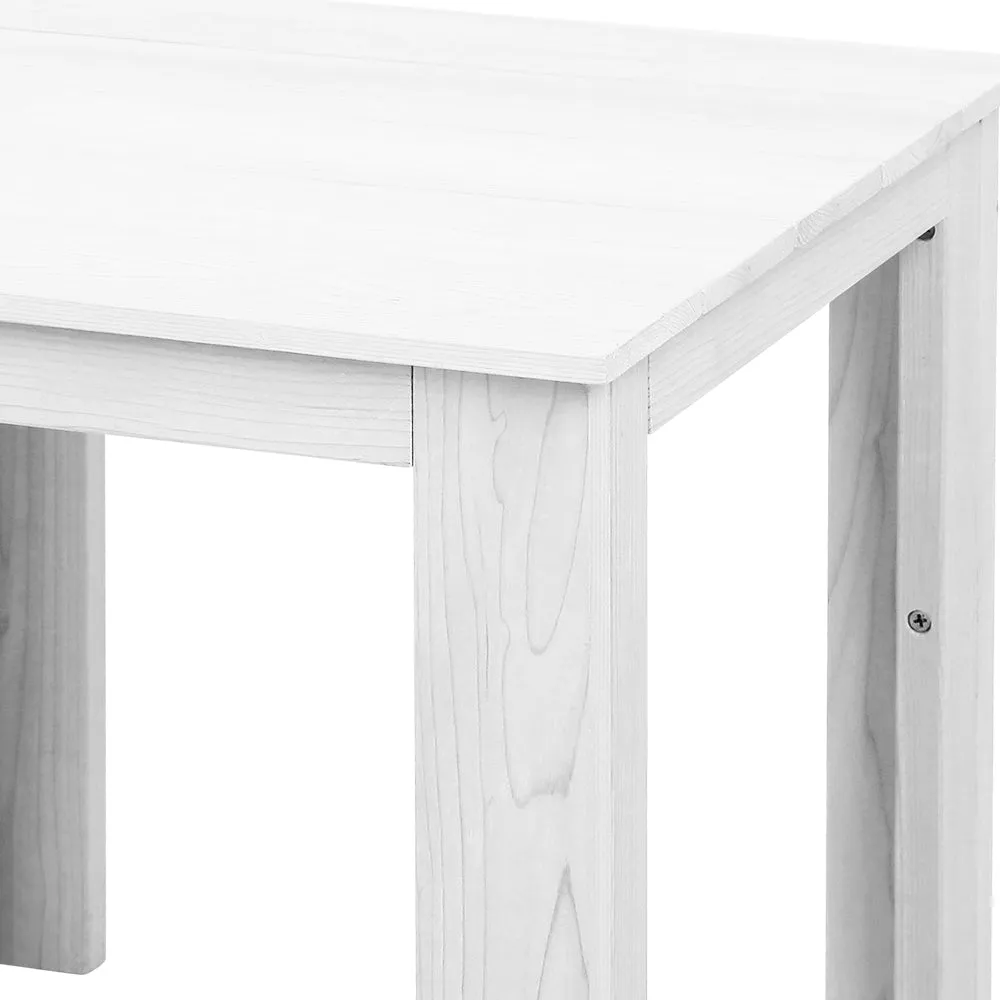 Gardeon 2PC Adirondack Outdoor Table and Chair Wooden Beach Chair Patio Furniture White