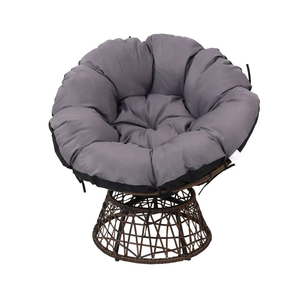 Gardeon Outdoor Chairs Outdoor Furniture Papasan Chair Wicker Patio Garden Brown
