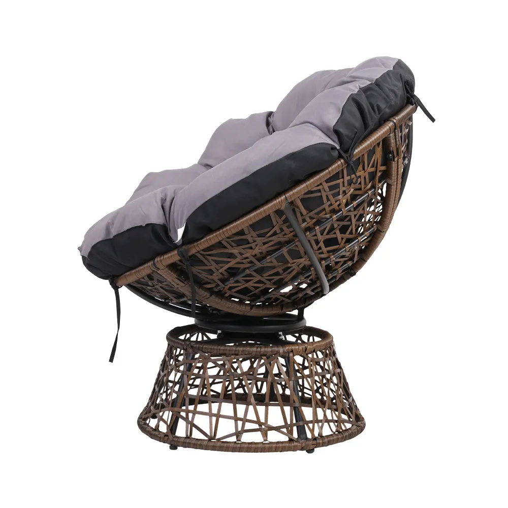 Gardeon Outdoor Chairs Outdoor Furniture Papasan Chair Wicker Patio Garden Brown