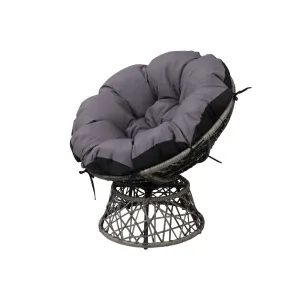 Gardeon Outdoor Chairs Outdoor Furniture Papasan Chair Wicker Patio Garden Grey