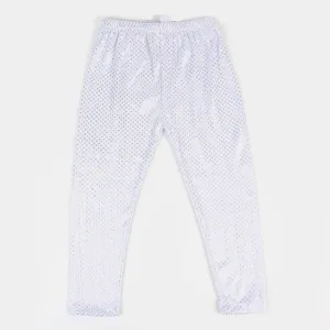 Girls Tights Foil Print Polka Dot - White