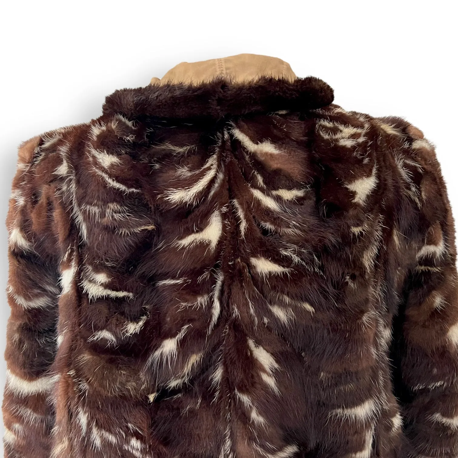 Gorgeous Unusual Brown and White Fur Coat