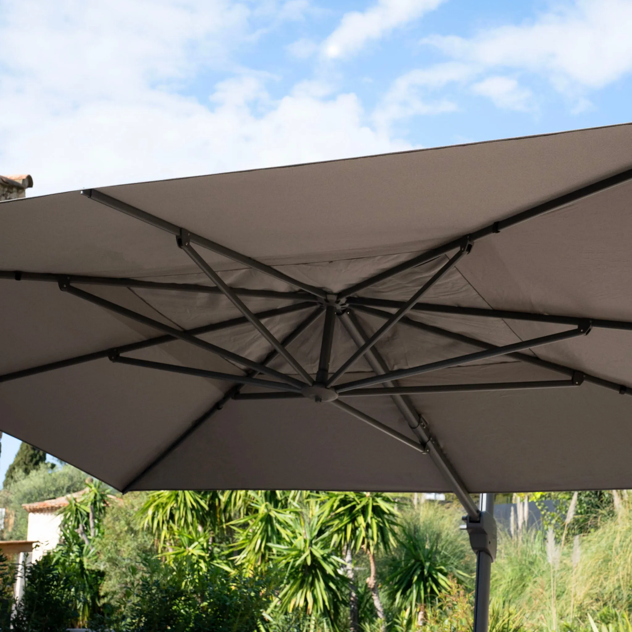 Hacienda 3m x 4m Cantilever Parasol With Granite Base & Cover in Charcoal