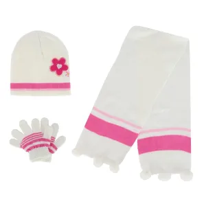 Heat Trendz Girl's One Size Fits Most Flower Hat Gloves and Scarf Winter Set