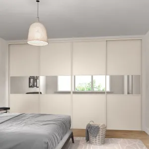 Heritage Cashmere Frame Wood & Mirror 4 Door Sliding Wardrobe Kit