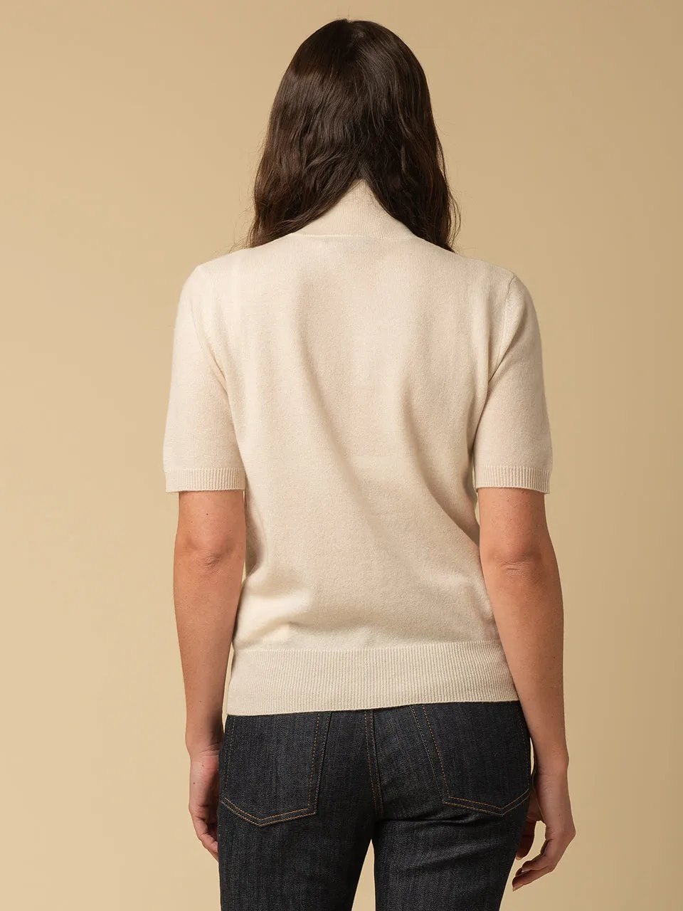 High Neck Shortsleeve_Vintage White