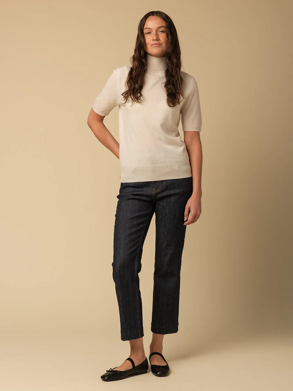 High Neck Shortsleeve_Vintage White