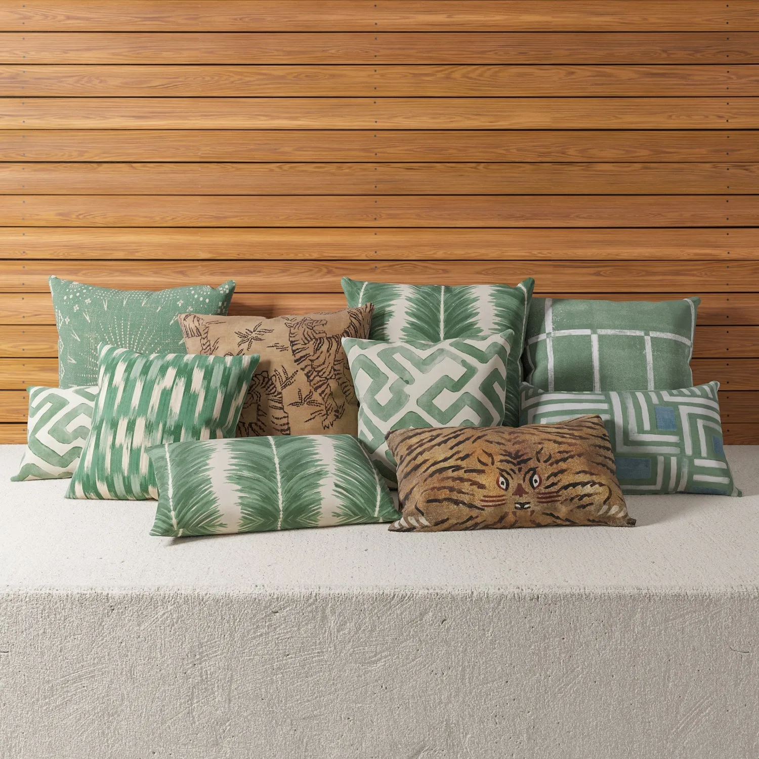 Indoor / Outdoor Pillow - Green Bold Strokes