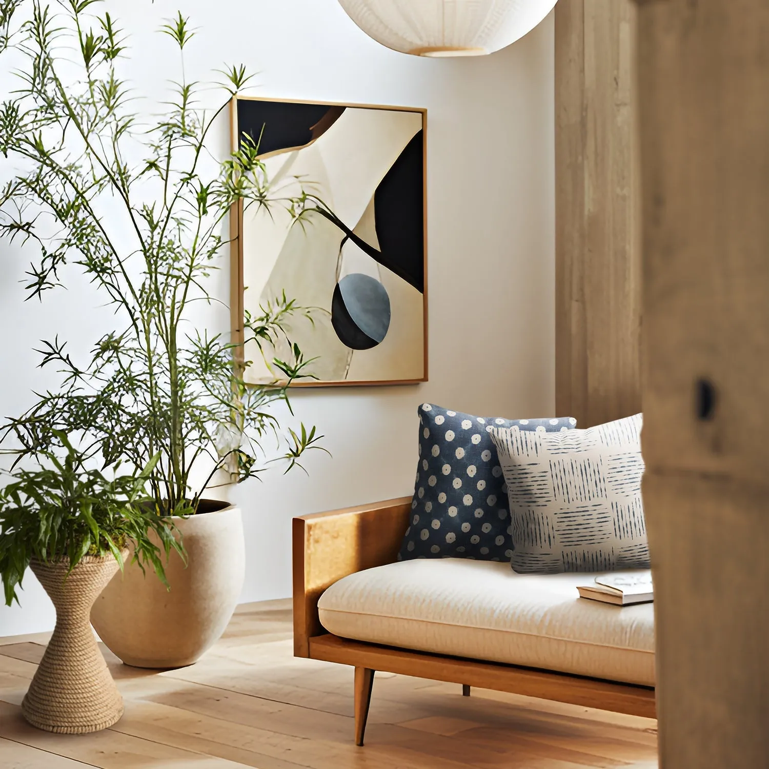 Indoor / Outdoor Pillow - Indigo Patchwork