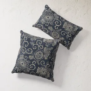 Indoor / Outdoor Pillow - Indigo Shibori Floral