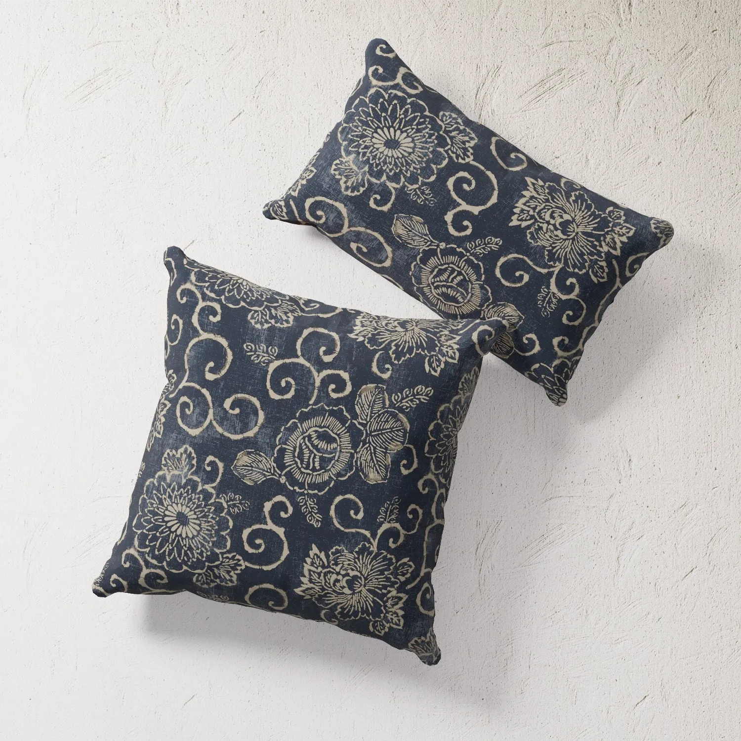 Indoor / Outdoor Pillow - Indigo Shibori Floral