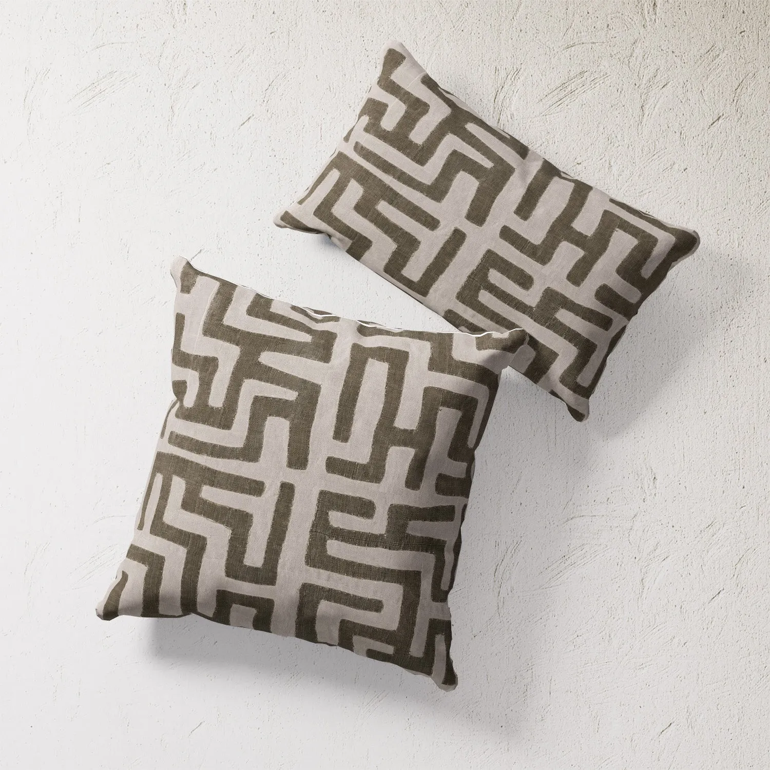 Indoor / Outdoor Pillow - Kuba Cloth (Grey)