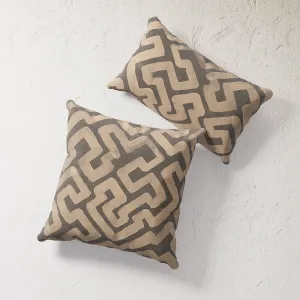 Indoor / Outdoor Pillow - Raw Umber Kuba Cloth