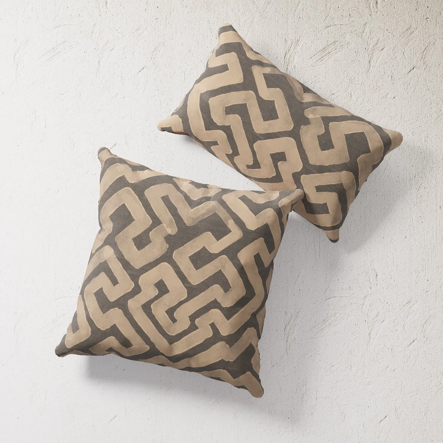 Indoor / Outdoor Pillow - Raw Umber Kuba Cloth