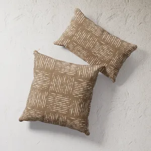 Indoor / Outdoor Pillow - Raw Umber Patchwork Resist