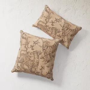 Indoor / Outdoor Pillow - Raw Umber Tibetan Tiger