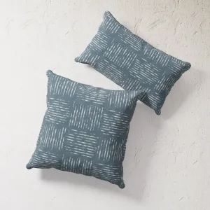 Indoor / Outdoor Pillow - Teal Patchwork Resist