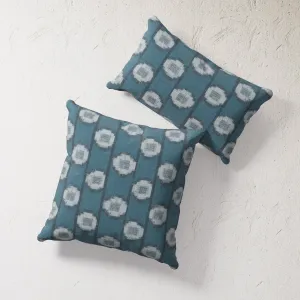 Indoor / Outdoor Pillow - Teal Shibori Stripes