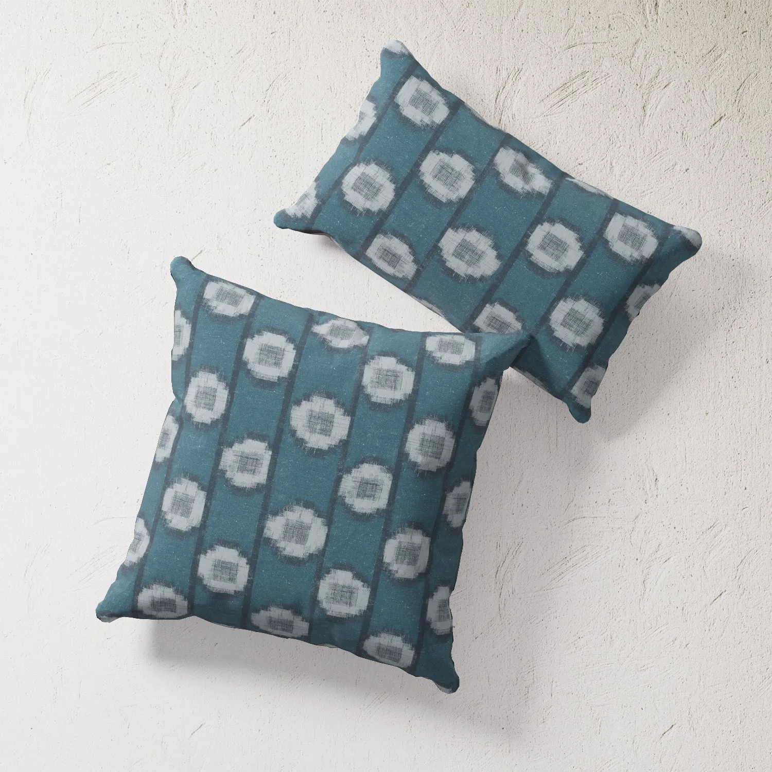 Indoor / Outdoor Pillow - Teal Shibori Stripes