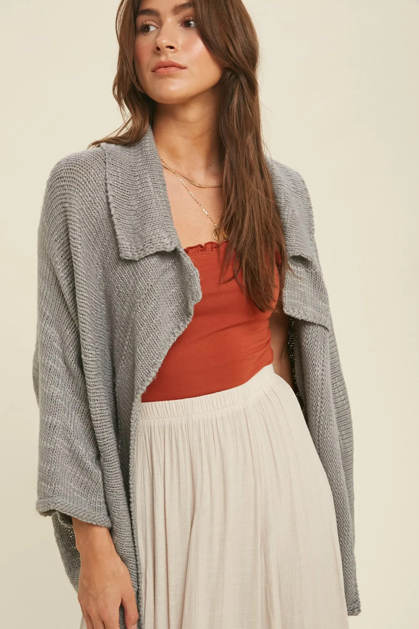 Ira Shawl Cardigan in Gray