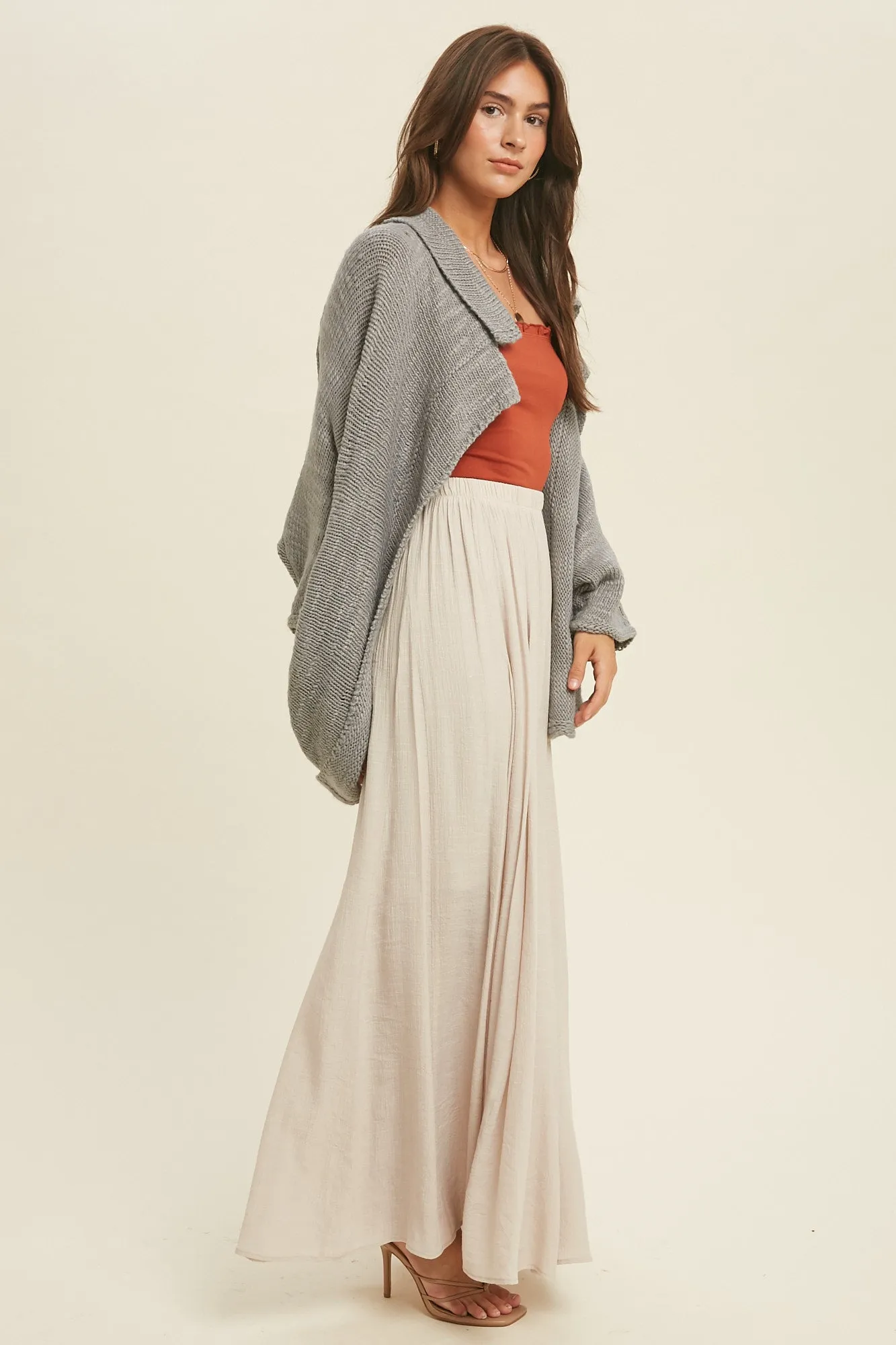 Ira Shawl Cardigan in Gray