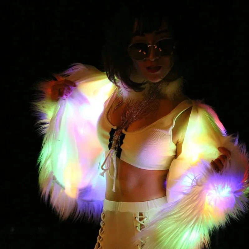 LED Faux Fur Valentine Coat