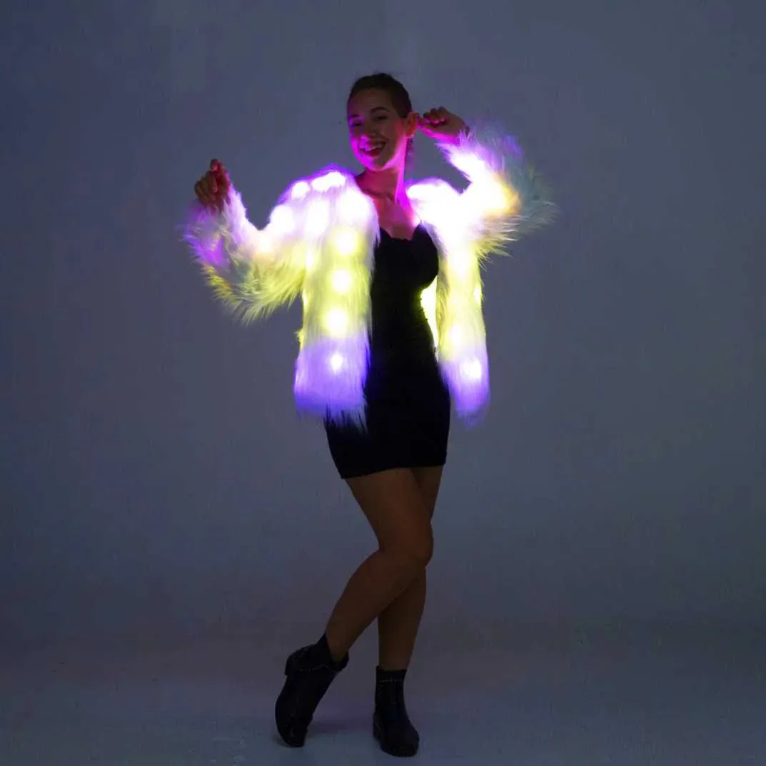 LED Faux Fur Valentine Coat