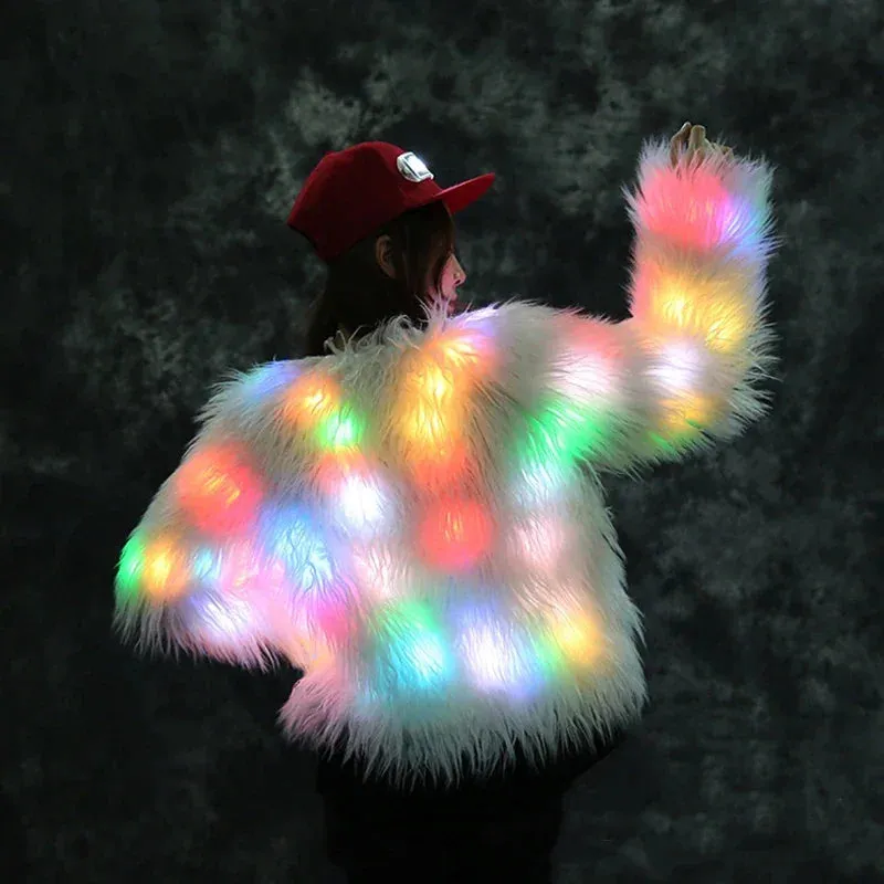 LED Faux Fur Valentine Coat