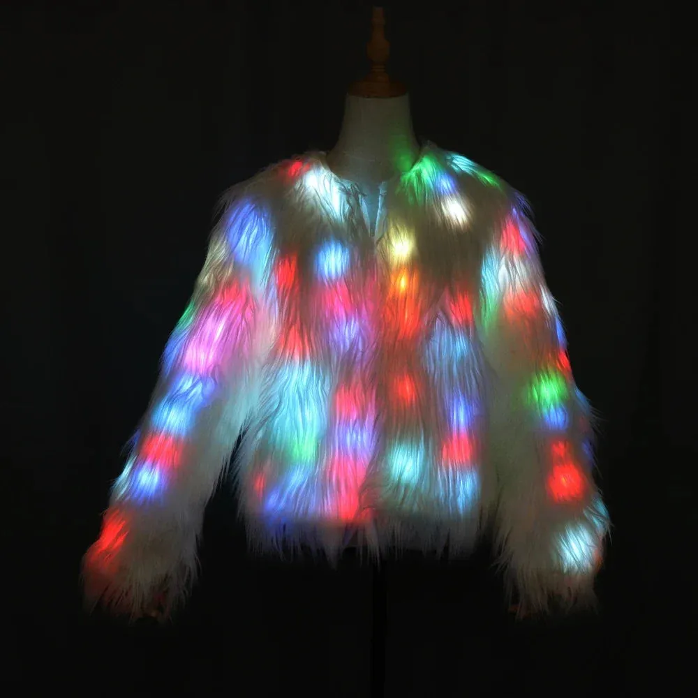 LED Faux Fur Valentine Coat