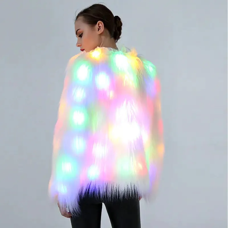LED Faux Fur Valentine Coat