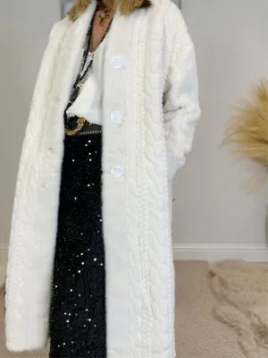 Luxury Faux Fur Cable Coat