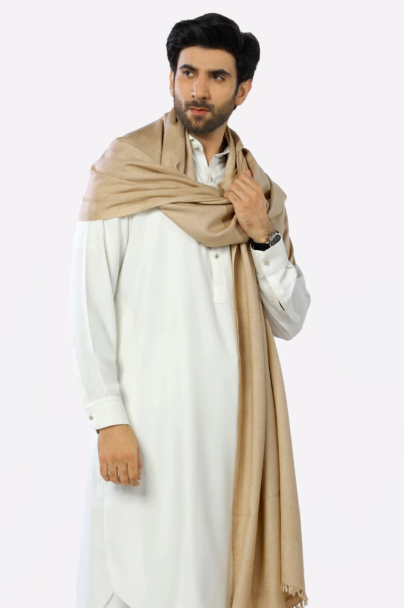 Men Fawn Woolen Shawl