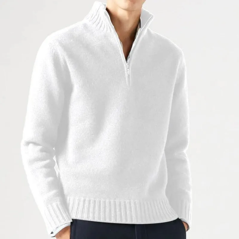 Men's Classic Half-Zip Mock Neck Knitted Jumoer | Ideal for Autumn/Winter