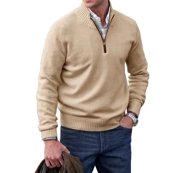 Men's Classic Half-Zip Mock Neck Knitted Jumoer | Ideal for Autumn/Winter