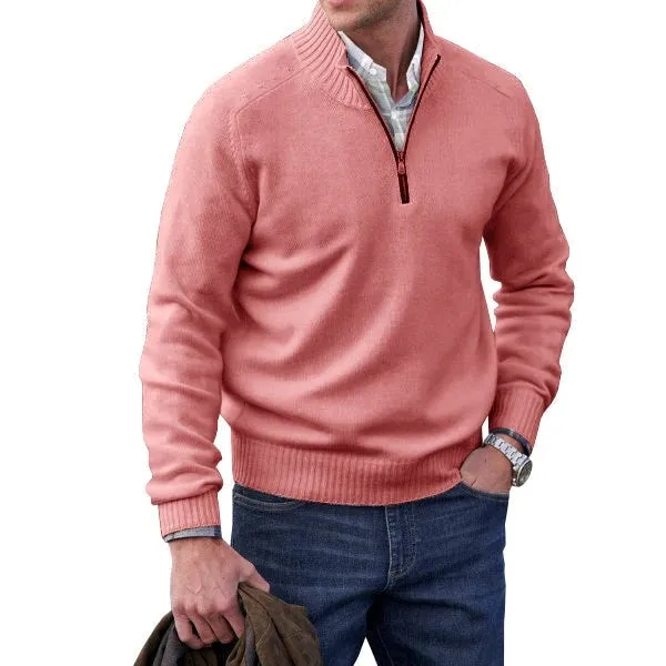 Men's Classic Half-Zip Mock Neck Knitted Jumoer | Ideal for Autumn/Winter